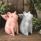 When Pigs Fly Concrete Pig Garden Statue