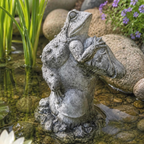 Frog Perched on Mushroom Statue Large Garden Sculpture