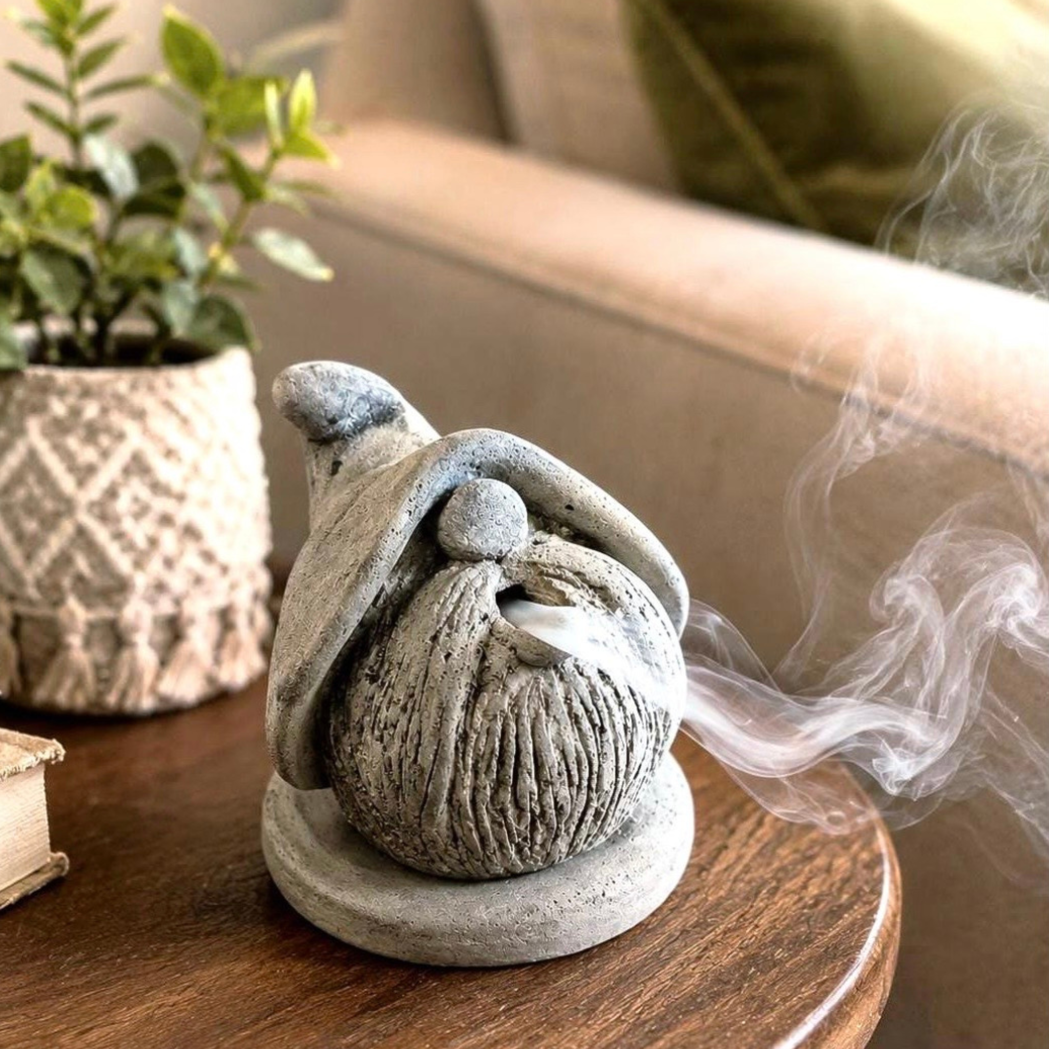 Concrete Gnome Incense Burner: Cones & Sticks