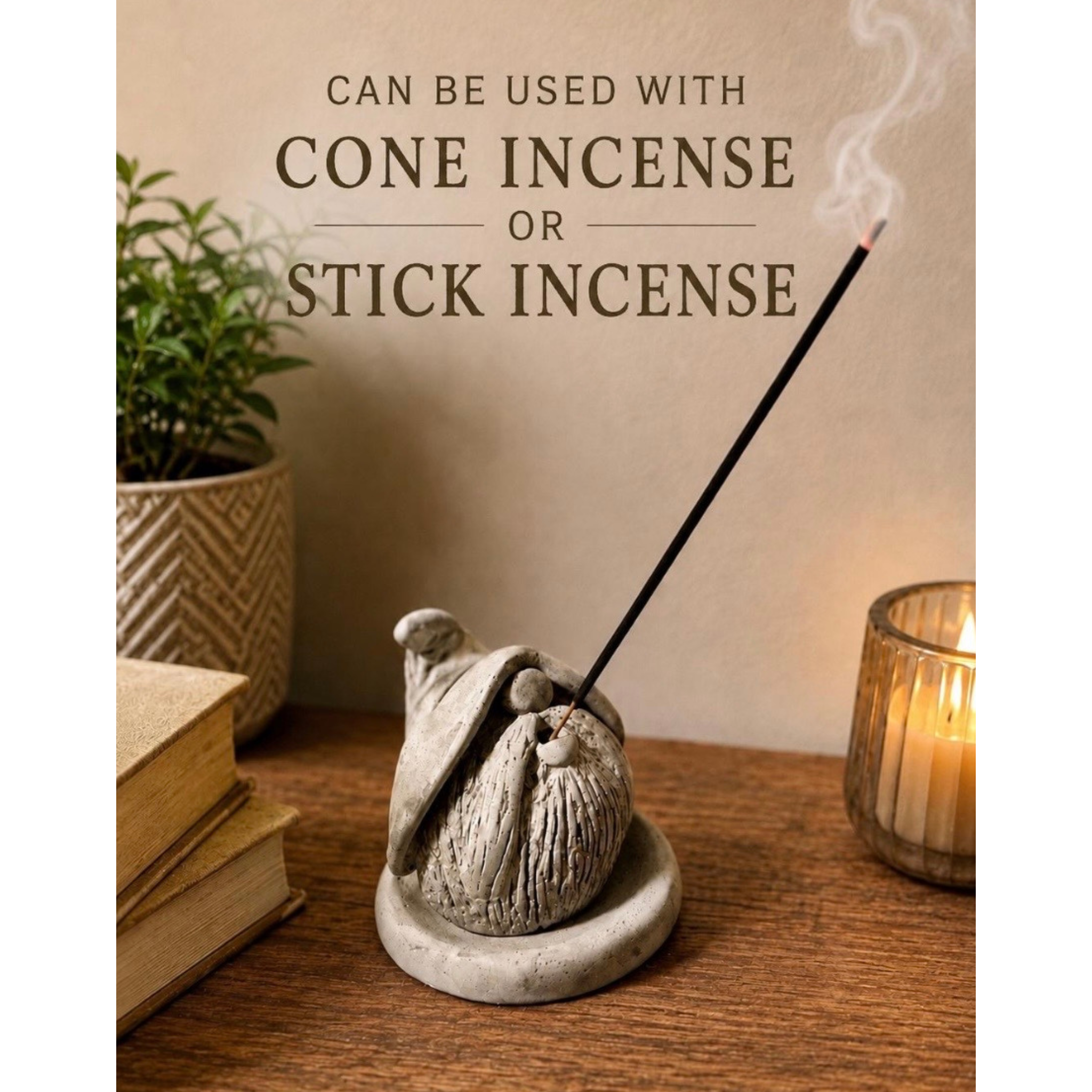 Concrete Gnome Incense Burner: Cones & Sticks