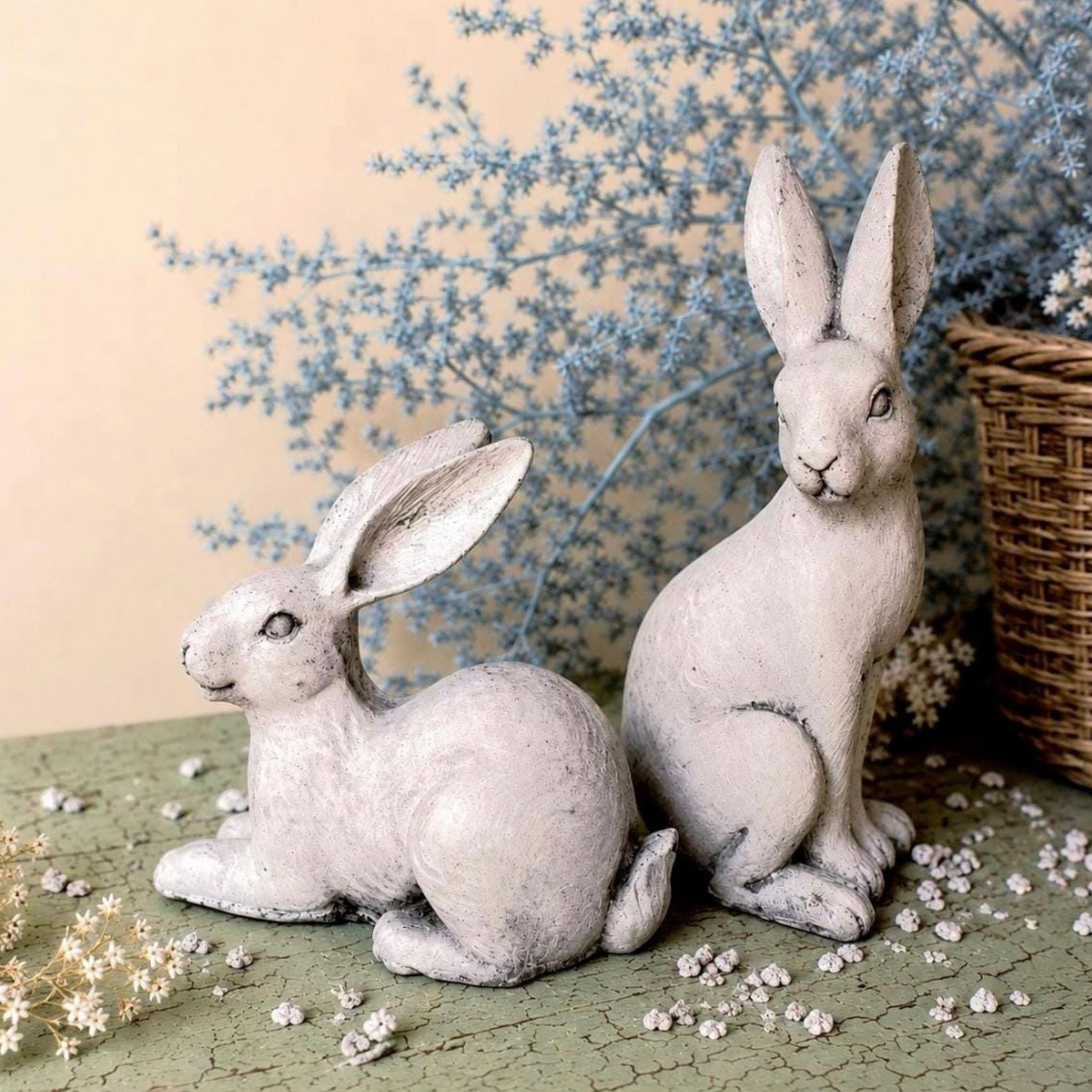 French Country Bunny Statues