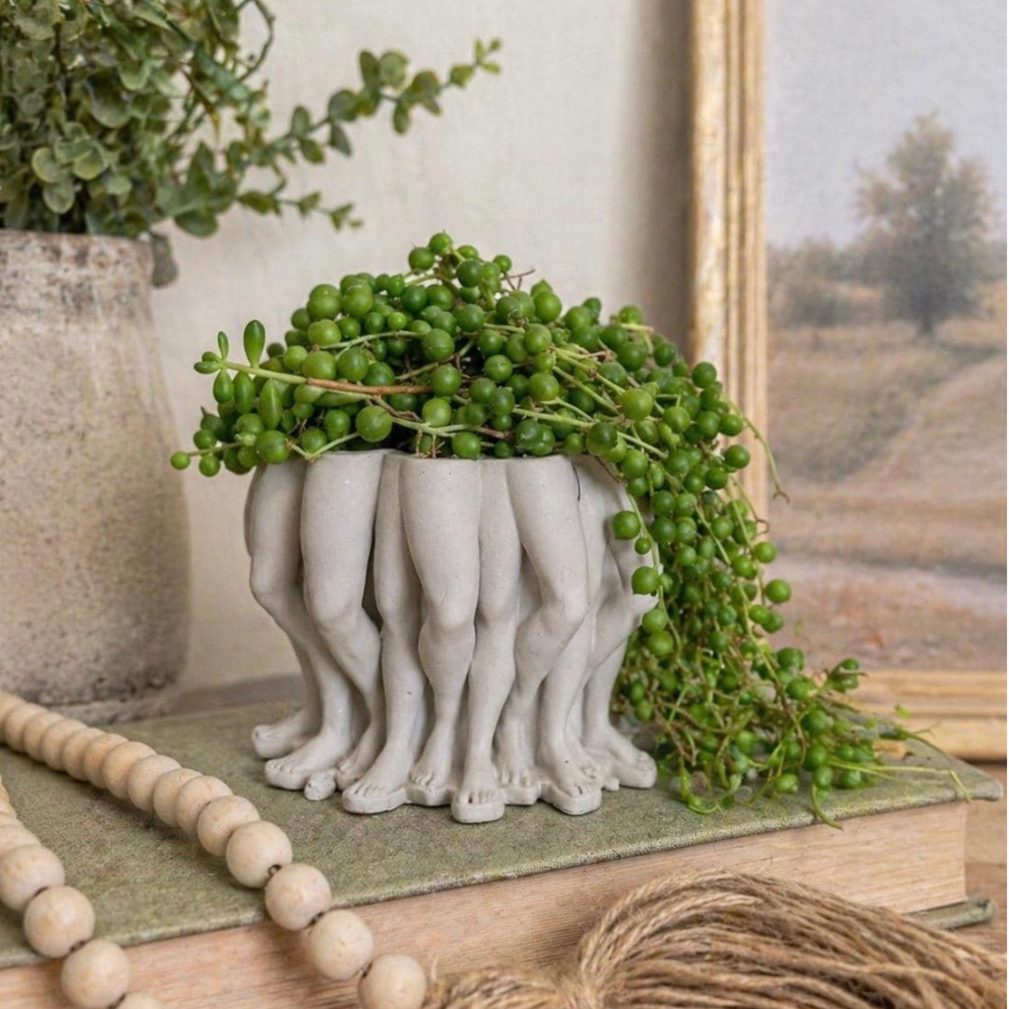Concrete Leg Planter for Succulents, Small Plants or Herbs