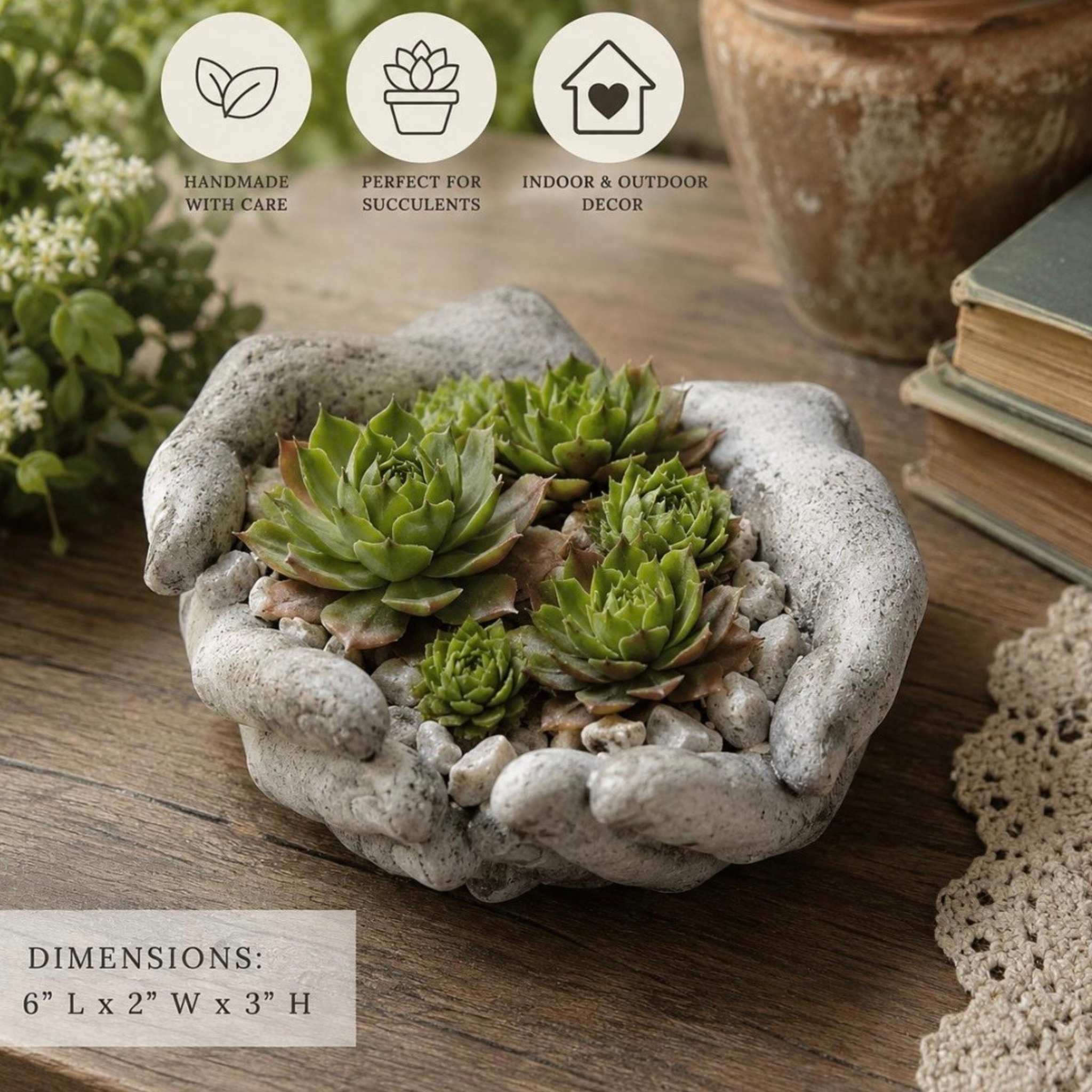 Concrete Hands | Bird Feeder, Birdbath, Trinket or Jewelry Dish