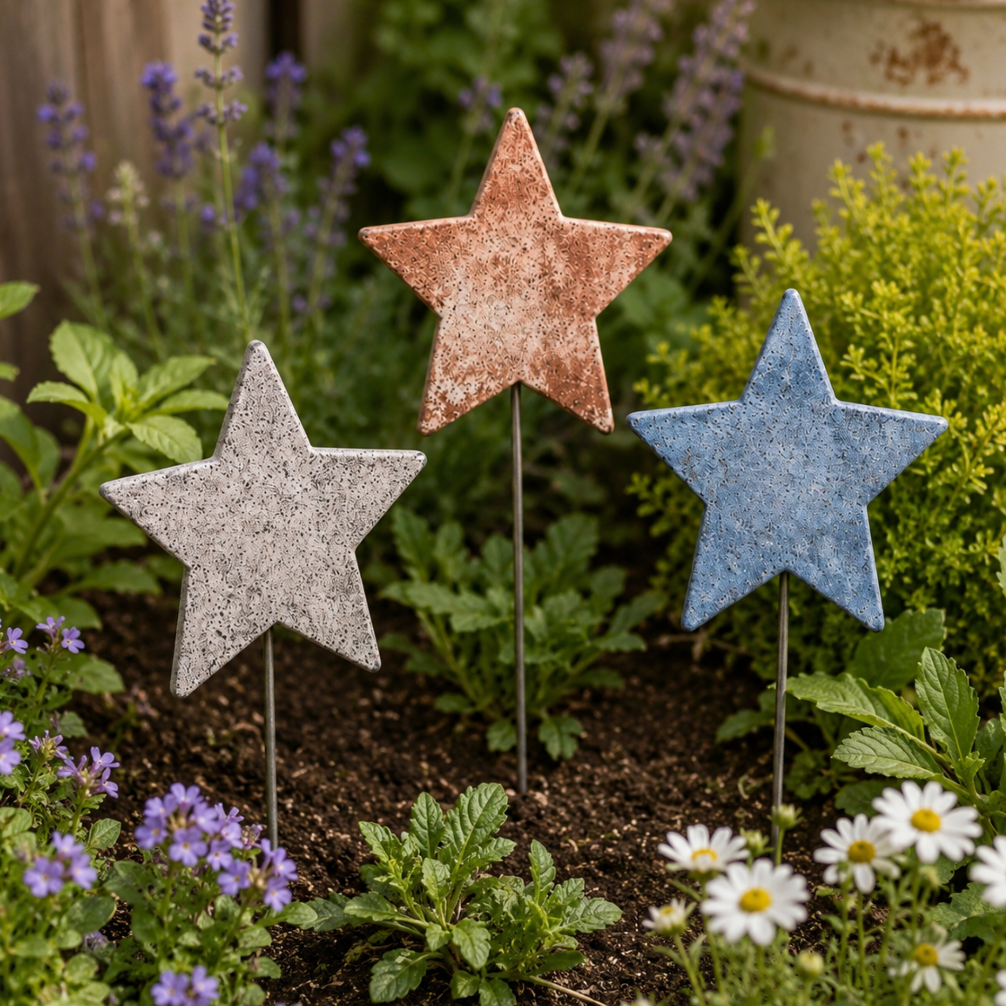 Red White & Blue Concrete Wall Stars | Patriotic Wall Decor
