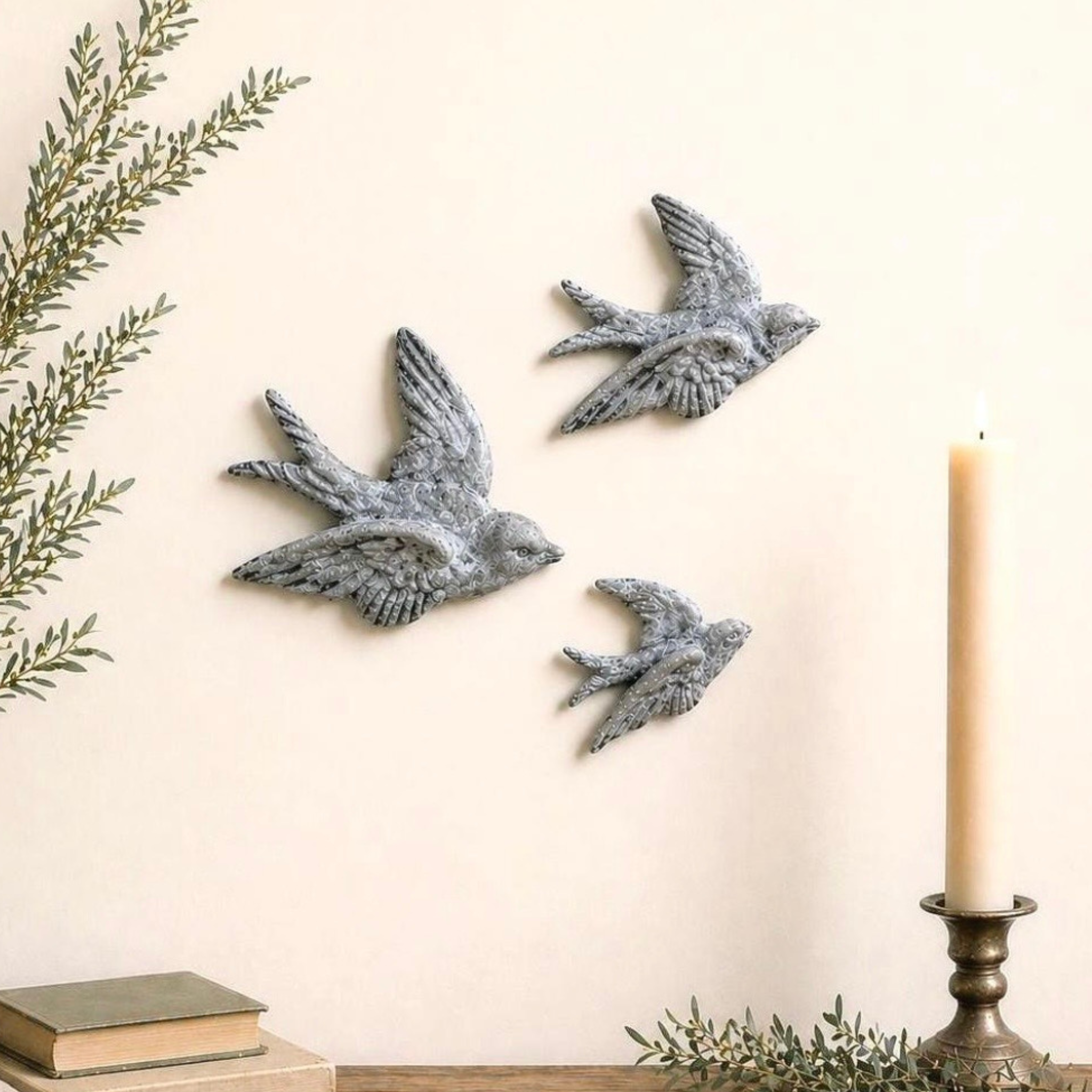 Concrete Wall Swallows | Bird Hanging Statues