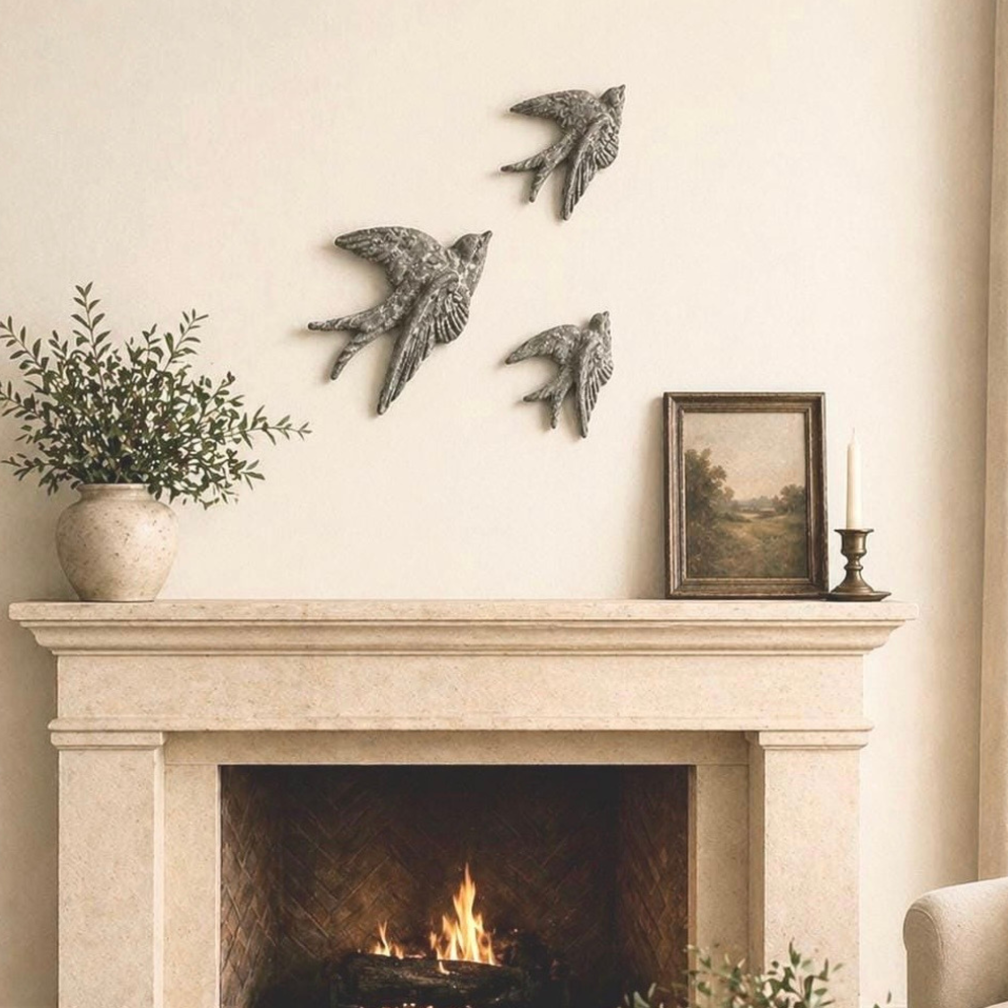 Concrete Wall Swallows | Bird Hanging Statues