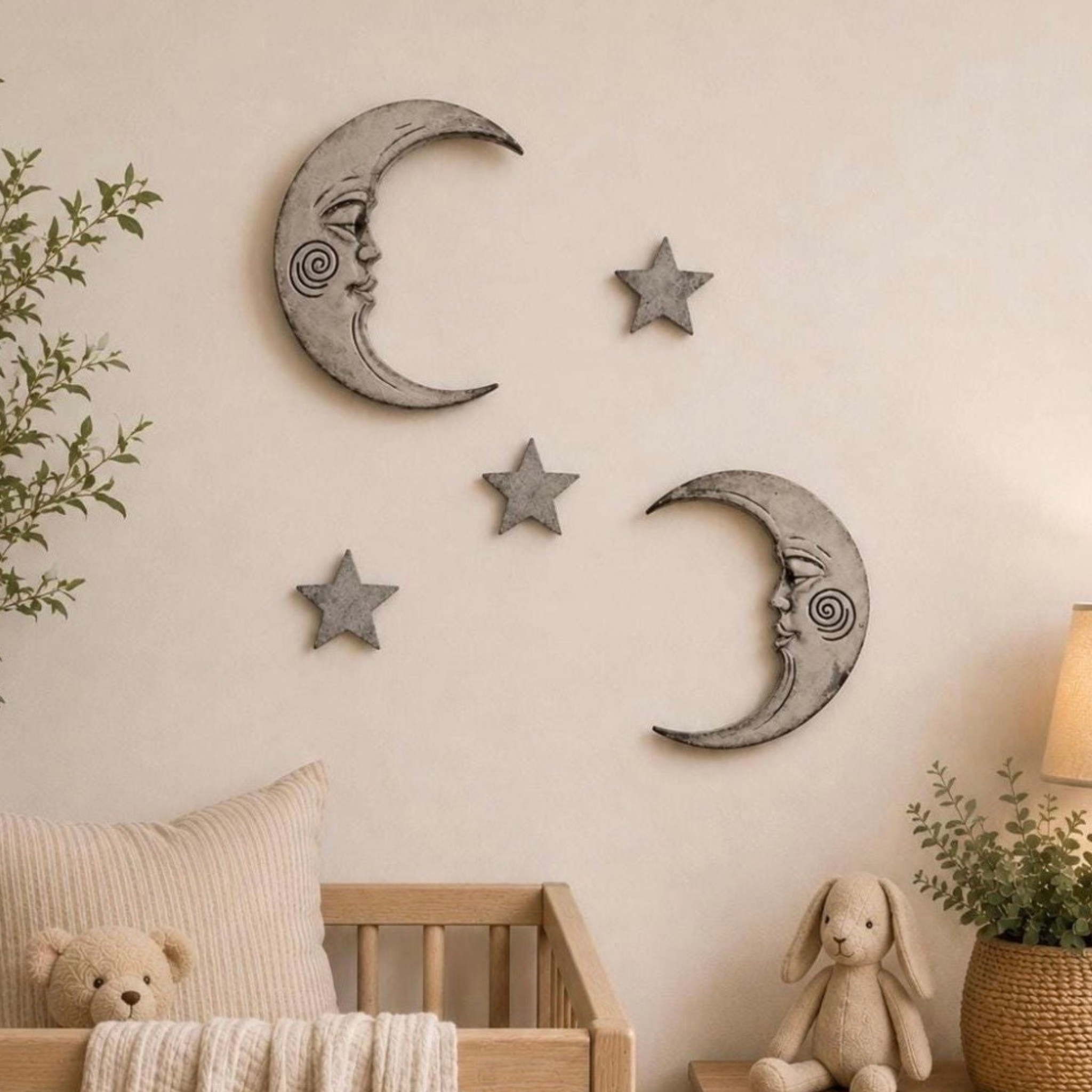 Crescent Moons Concrete Wall Decor Set of 2