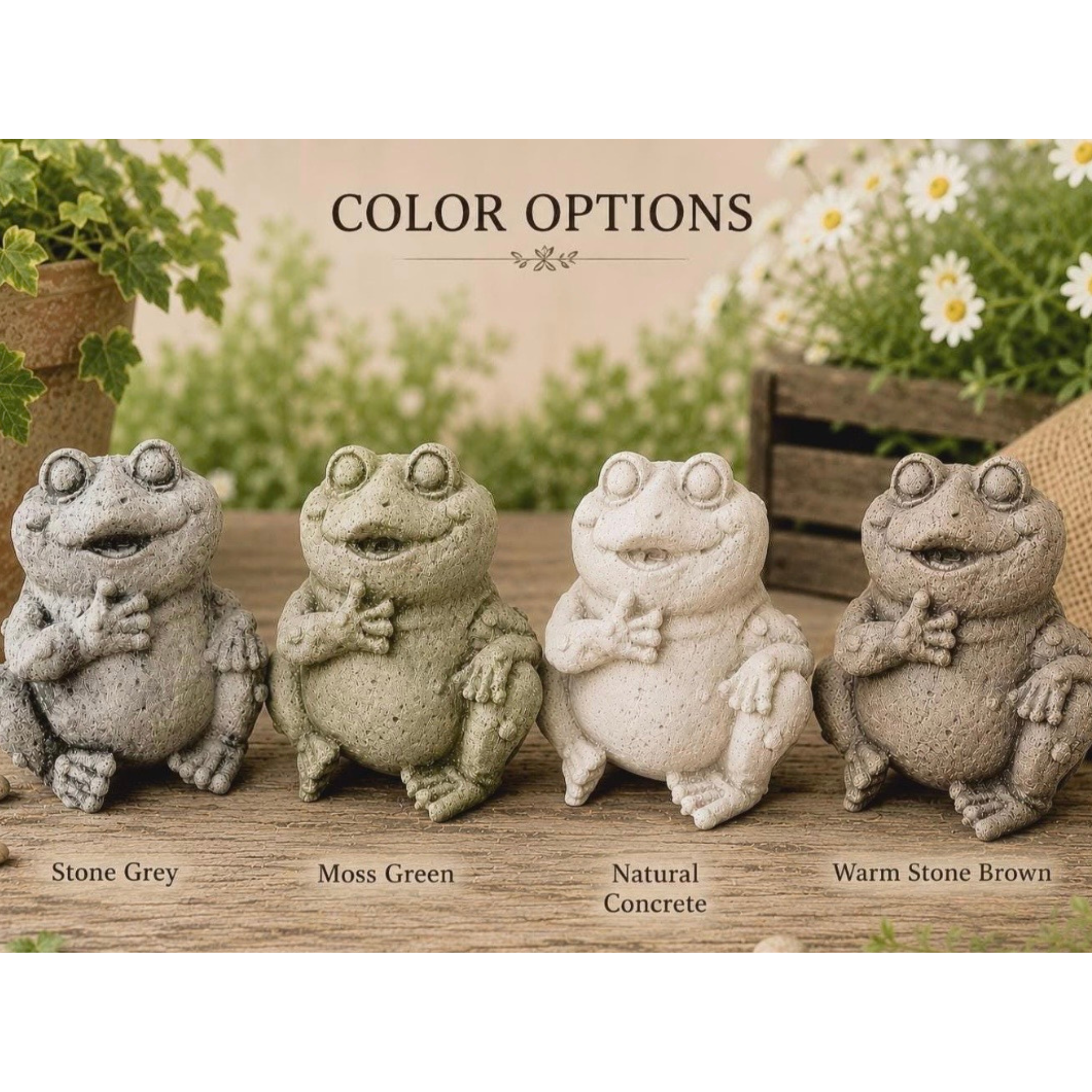 Happy Frog Statue Planter Decor