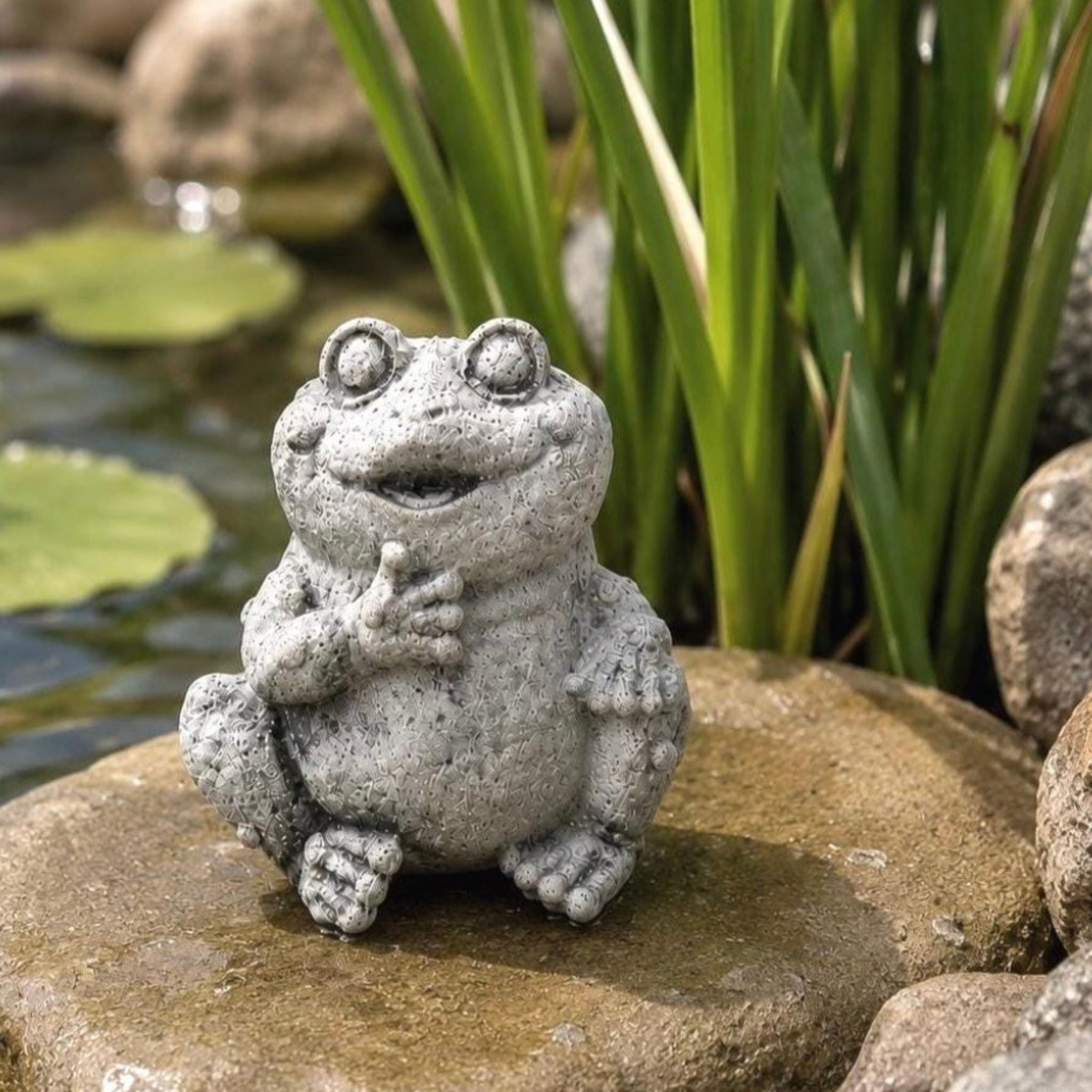 Happy Frog Statue Planter Decor