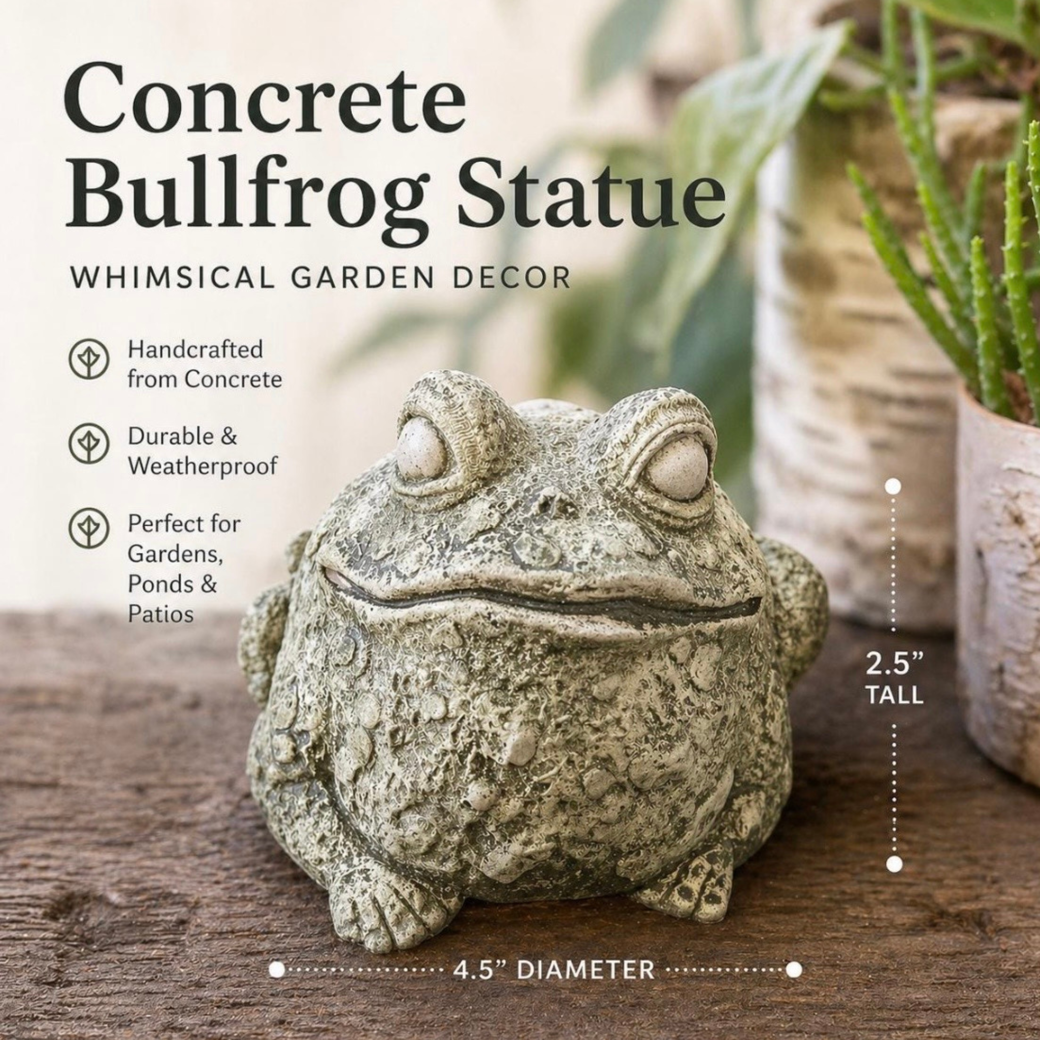 Bullfrog Statue Large Concrete Garden Statue