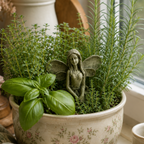Miniature Fairy Plant Stake | Concrete Fairy Statue for Gardens, Wreaths, & Plant Decor
