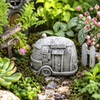 Miniature Concrete Camper Statue | Fairy Garden Decor | Planter Accent