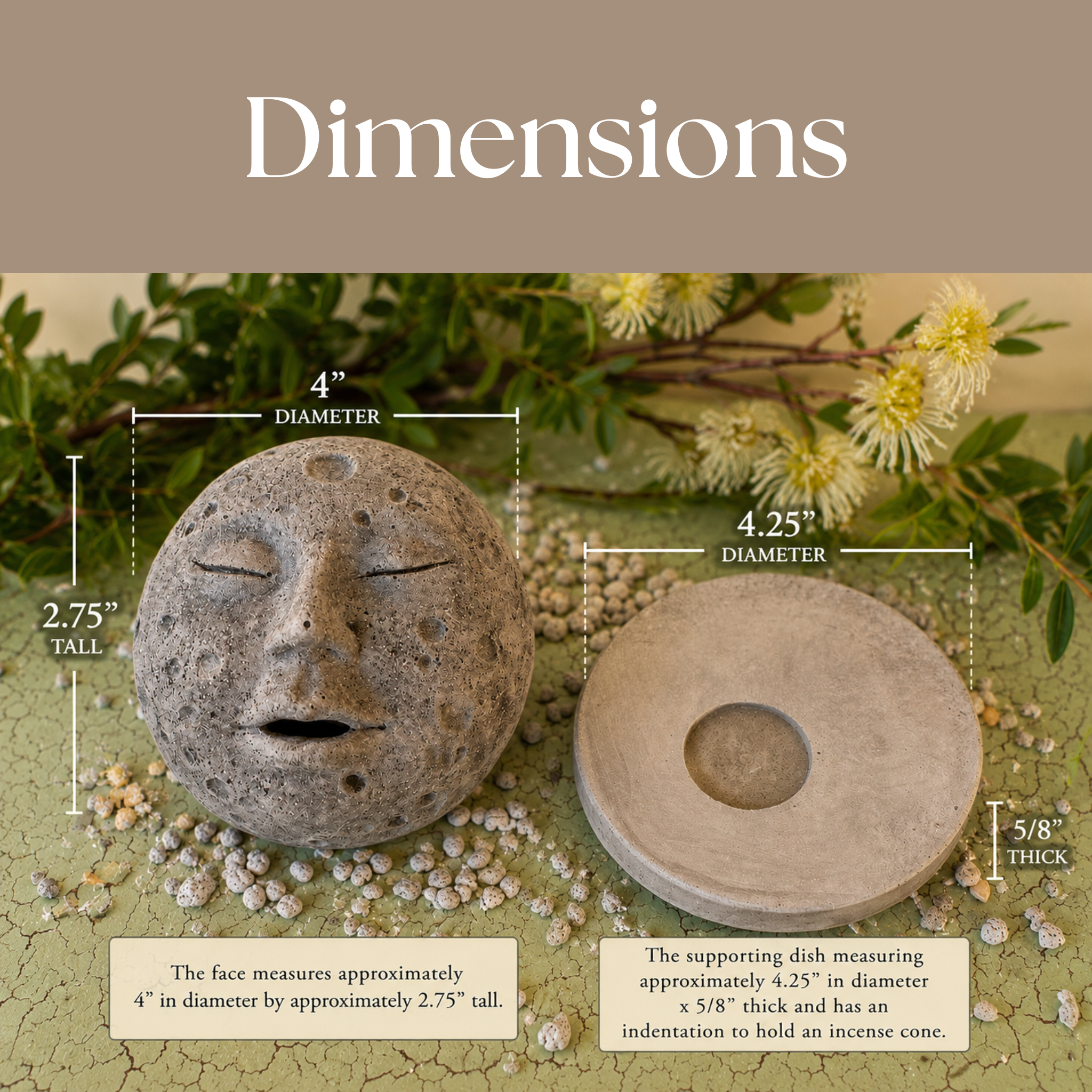 Full Moon Concrete Cone Incense Burner
