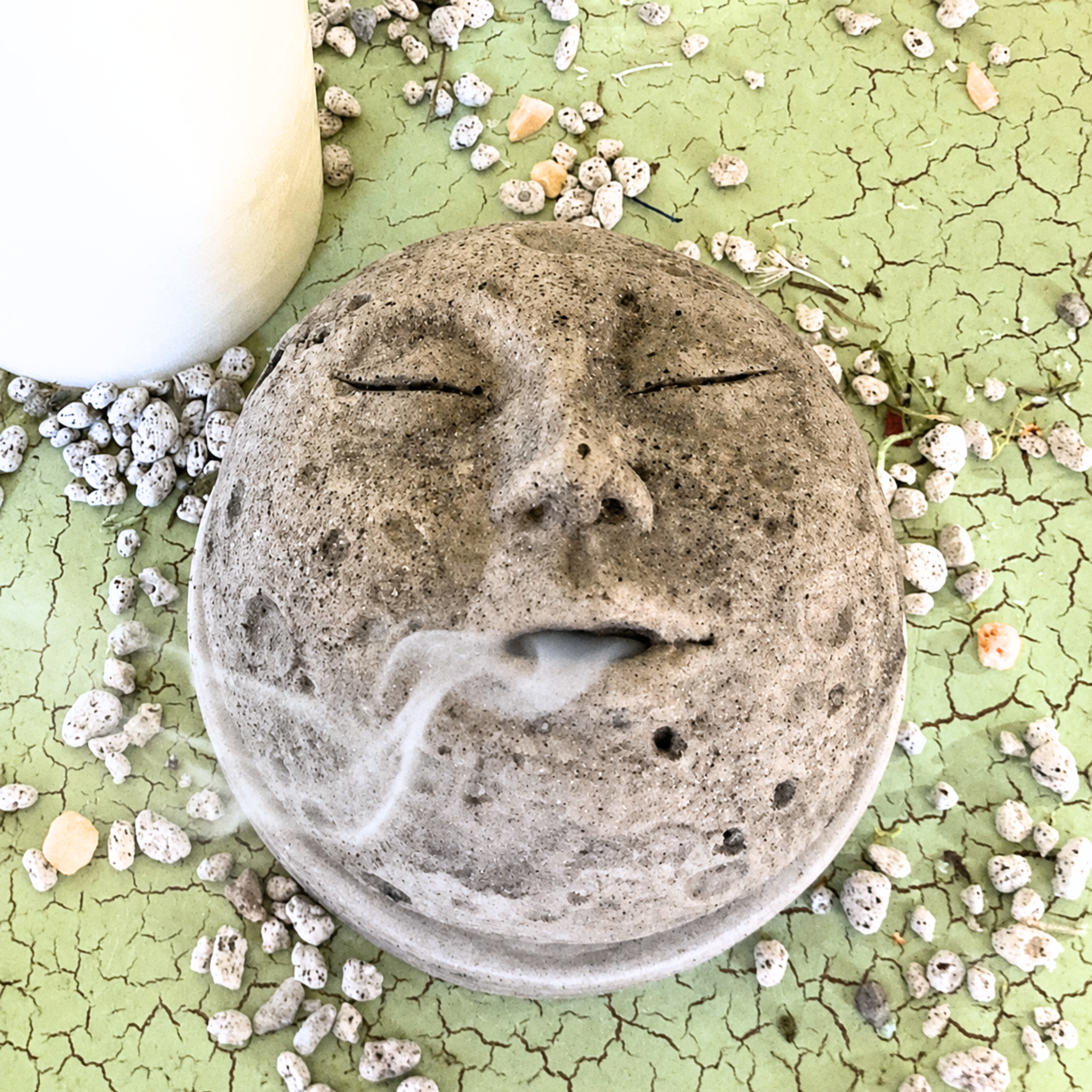 Full Moon Concrete Cone Incense Burner