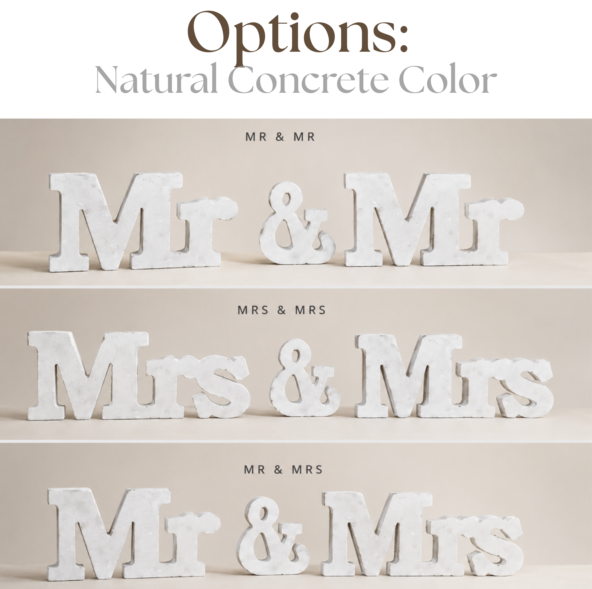 Mr & Mrs Concrete Wedding Sign | Handcrafted Wedding Decor | Vermont Concrete | Mrs & Mrs | Mr & Mr