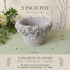 Basket-Weave Planter with 3D Roses | Concrete Planters | 5 Inch Pot