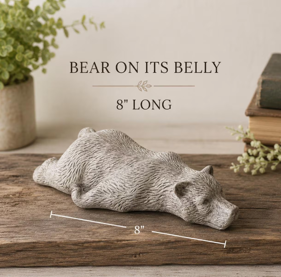Lazy Bear Concrete Statue | Sleeping Napping Bear Rustic Cabin Mountain Decor