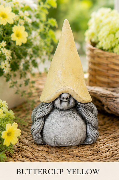 Garden Gnome with Braided Pigtails | Concrete Statue Gnome Figurine