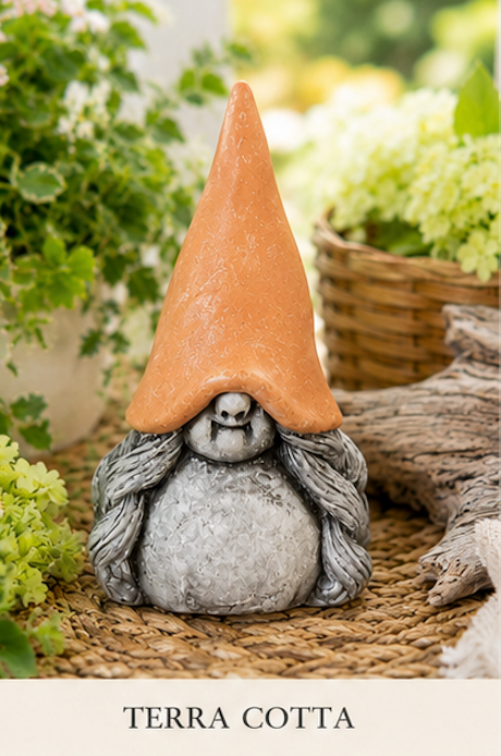 Garden Gnome with Braided Pigtails | Concrete Statue Gnome Figurine