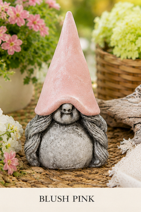 Garden Gnome with Braided Pigtails | Concrete Statue Gnome Figurine