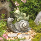 Fairy on Snail Statue | Fairy Garden Decor | Planter Accent