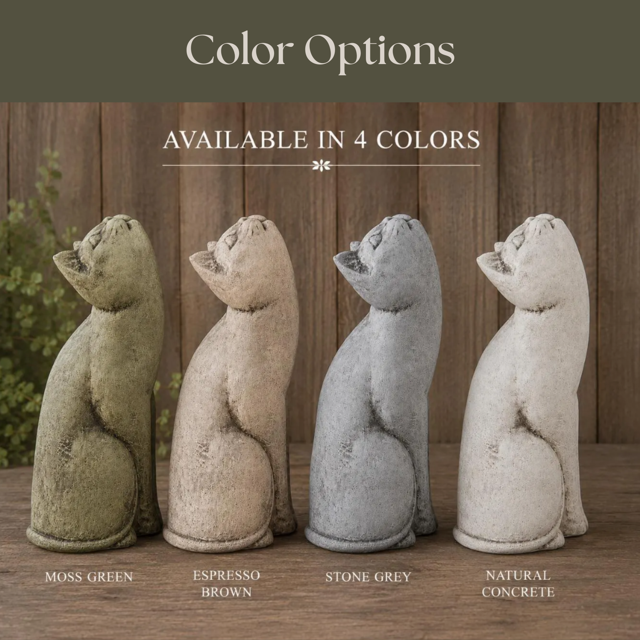 Moon Gazing Cat Statue | Concrete Cat Figurine