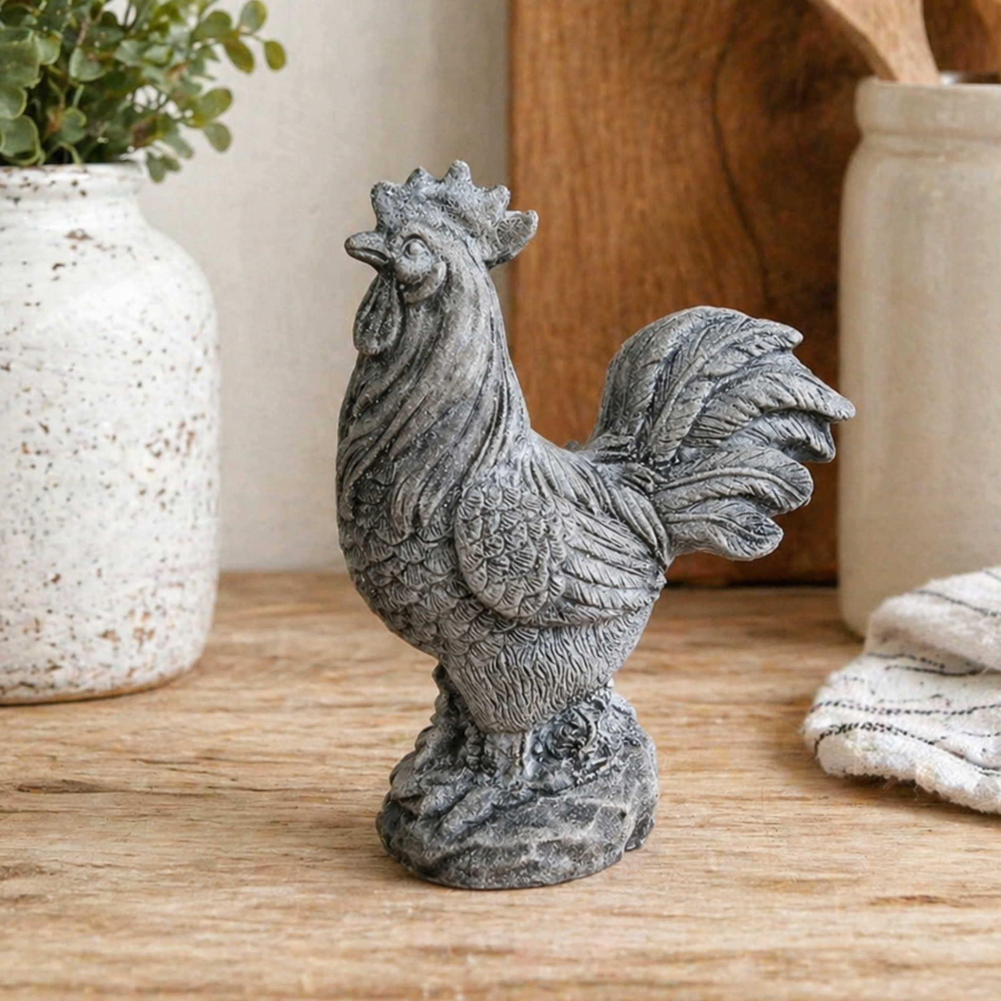 Small Concrete Rooster Statue
