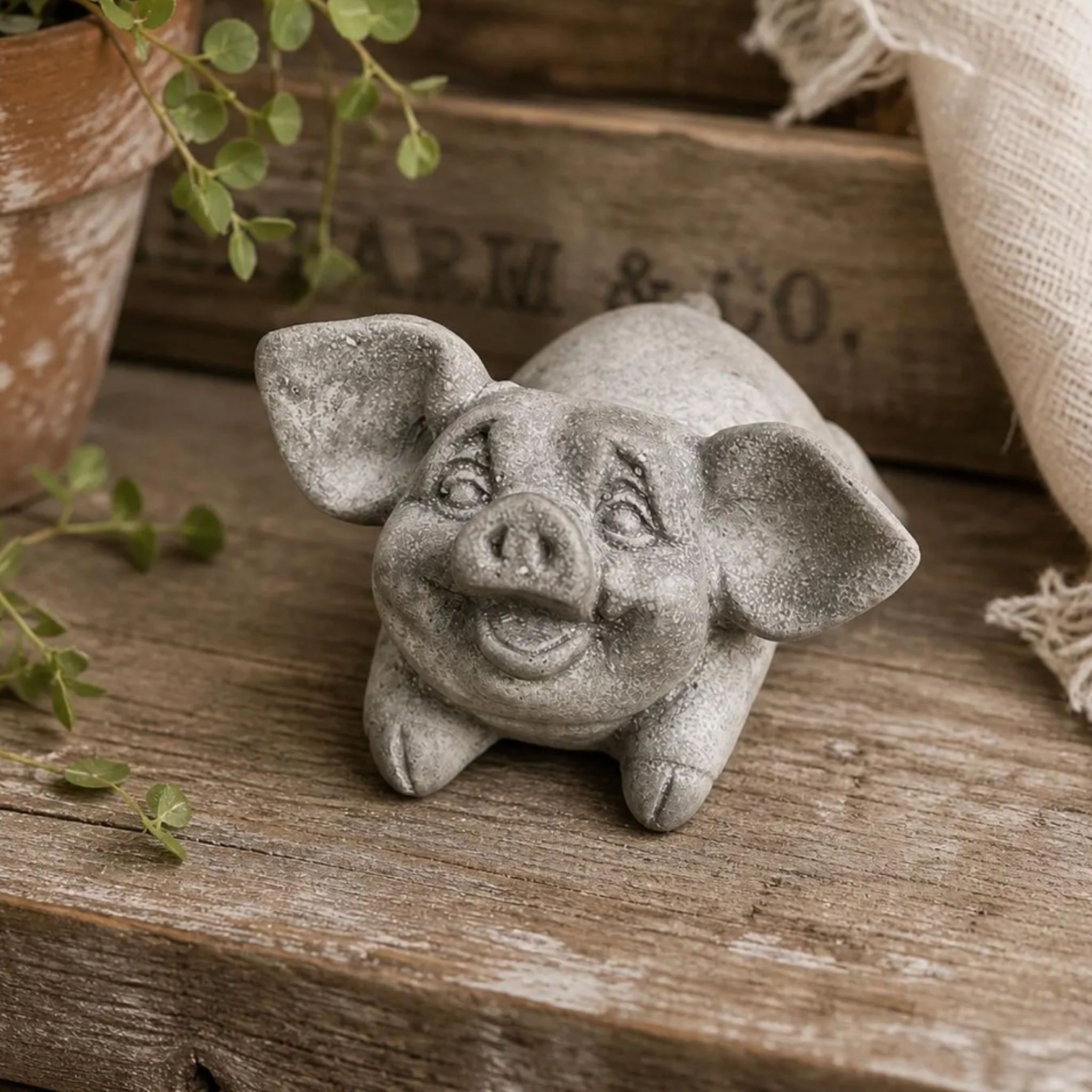 Cheerful Pig Statue | Small