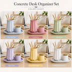 Concrete Organizer Set | Desk Storage | 3pcSet | Bud Vase with Match Holder